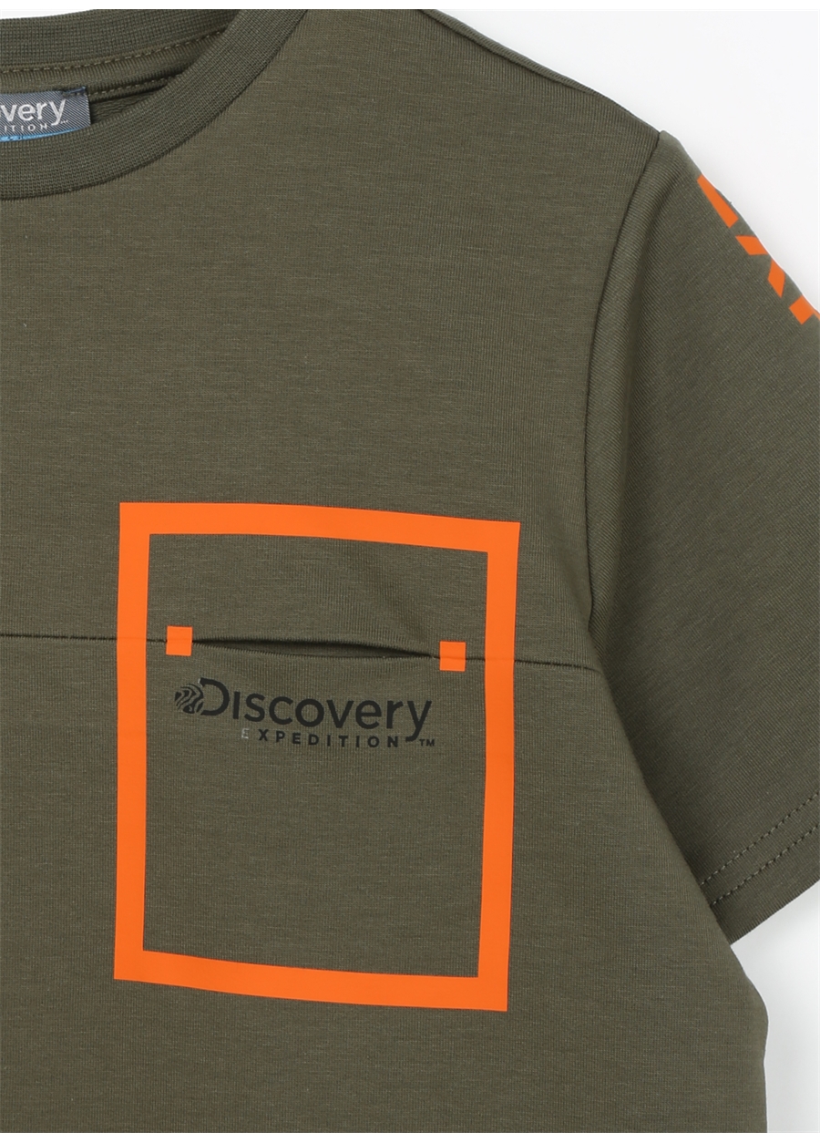 Discovery Expedition Haki Erkek Çocuk Bisiklet Yaka Düşük Omuzlu Baskılı T-Shirt CHINE BOY_2