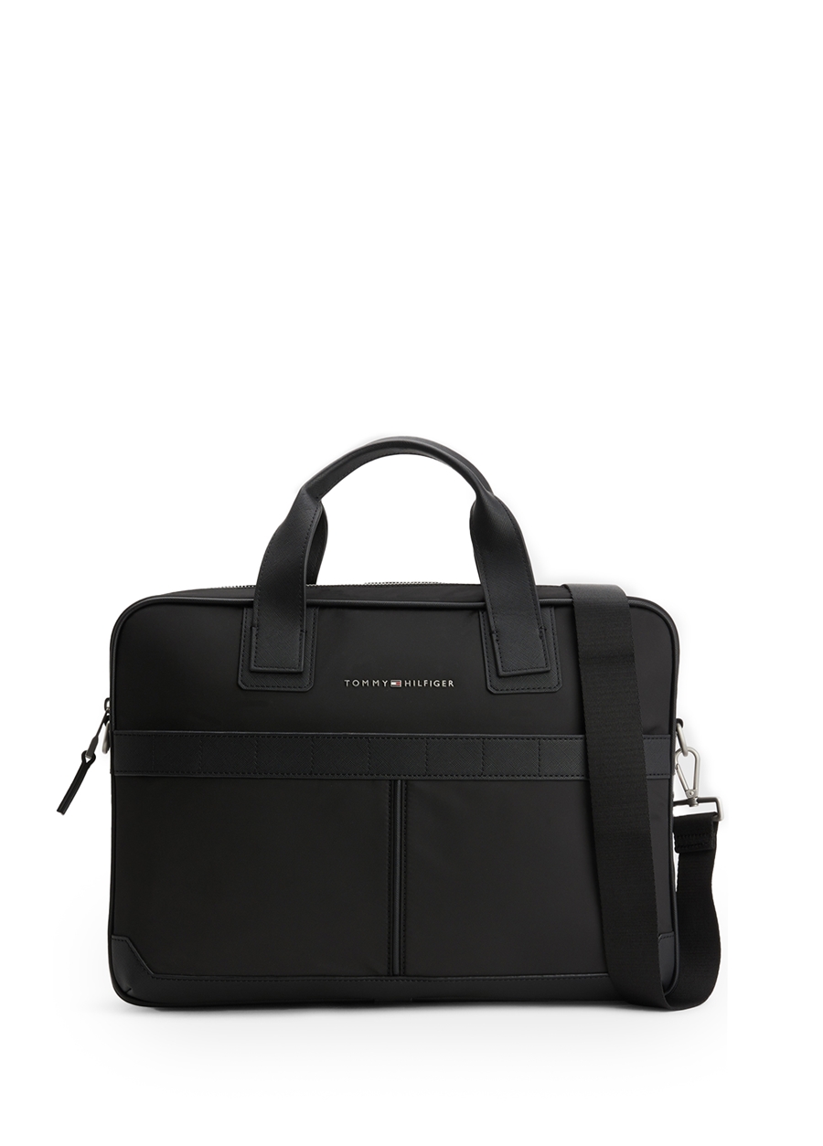 Tommy Hilfiger 28X39x8 Siyah Erkek Fermuarlı Laptop Çantası TH ELEVATED NYLON COMPUTER BAG