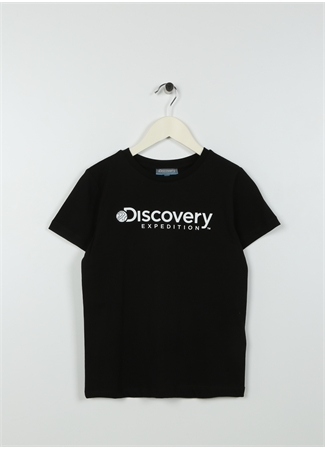 Discovery Expedition Siyah Kız Çocuk Bisiklet Yaka Kısa Kollu Baskılı T-Shirt ROGERS GIRL