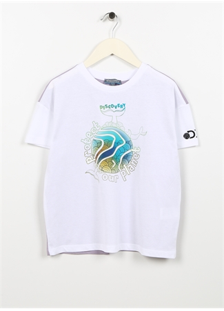 Discovery Expedition Baskılı Beyaz - Lila Kız Çocuk T-Shirt COME GIRL_0