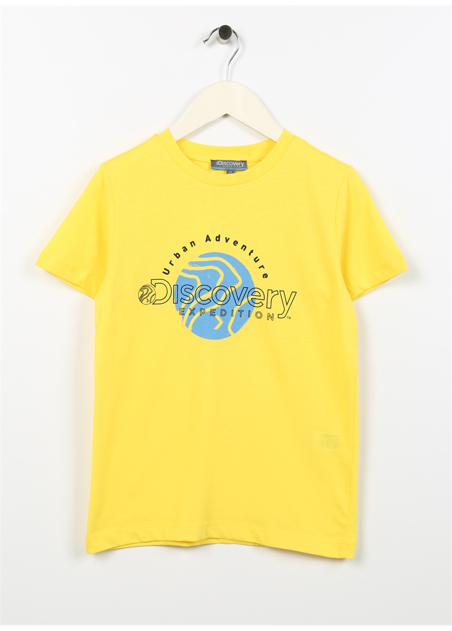 Discovery Expedition Sarı Erkek Çocuk Bisiklet Yaka Düşük Omuzlu Baskılı T-Shirt JACK BOY_0