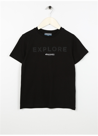 Discovery Expedition Siyah Erkek Çocuk Bisiklet Yaka Kısa Kollu Baskılı T-Shirt TOR BOY