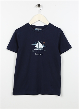 Discovery Expedition Lacivert Erkek Çocuk Bisiklet Yaka Kısa Kollu Baskılı T-Shirt YELKENBOY