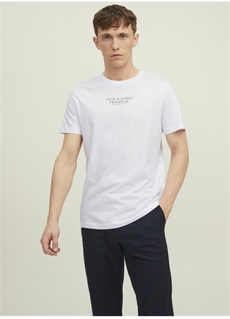 Jack & Jones Bisiklet Yaka Düz Beyaz Erkek T-Shirt JPRBLUARCHIE SS TEE CREW NECK NOOS