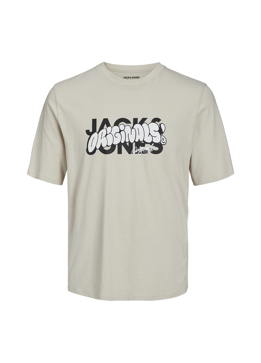 Jack & Jones Bisiklet Yaka Düz Krem Erkek T-Shirt JORGRAFITTI TEE SS CREW NECK TG