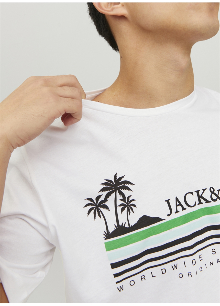 Jack & Jones Bisiklet Yaka Düz Beyaz Erkek T-Shirt JORCODY SUMMER TEE SS CREW NECK