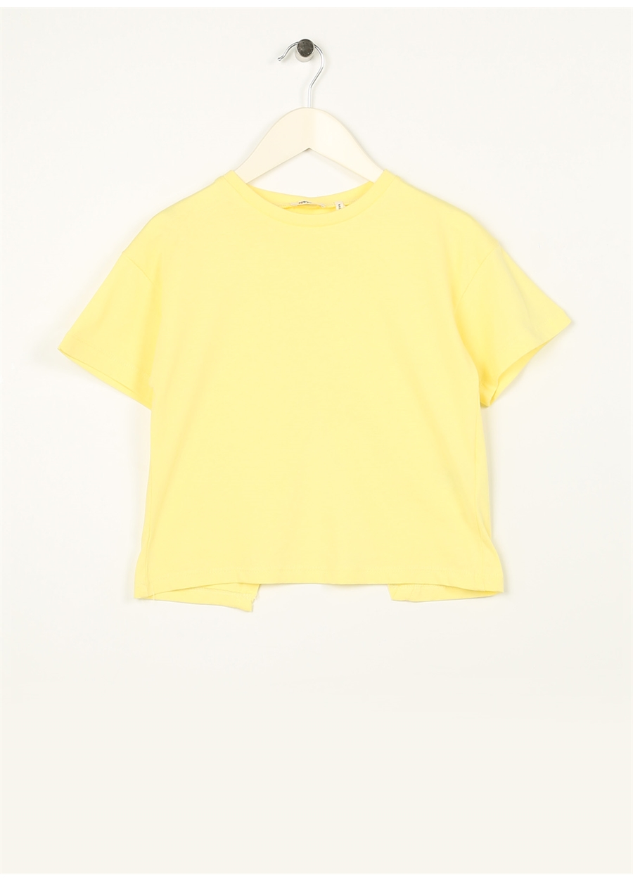 Koton Sarı Kız Çocuk Bisiklet Yaka Kısa Kollu Düz T-Shirt 3SKG10123AK