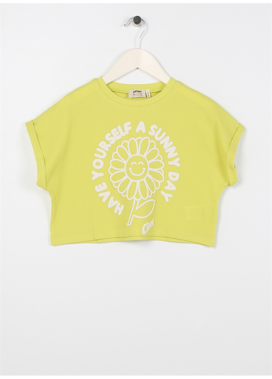 Koton Baskılı Yeşil Kız Çocuk T-Shirt 3SKG10194AK