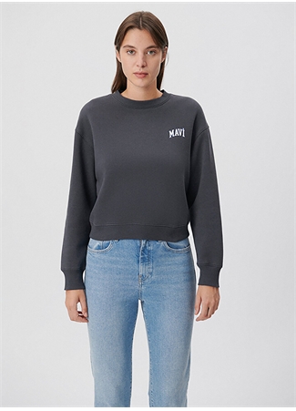 Mavi Yuvarlak Yaka Mavi Kadın Sweatshırt M1611601-70763 LOGO KISA SWEATSHIRT_2