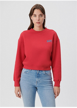 Mavi Yuvarlak Yaka Kırmızı Kadın Sweatshırt M1611601-70936 LOGO KISA SWEATSHIRT_1