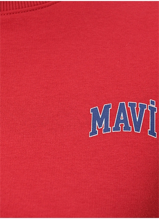 Mavi Yuvarlak Yaka Kırmızı Kadın Sweatshırt M1611601-70936 LOGO KISA SWEATSHIRT_4