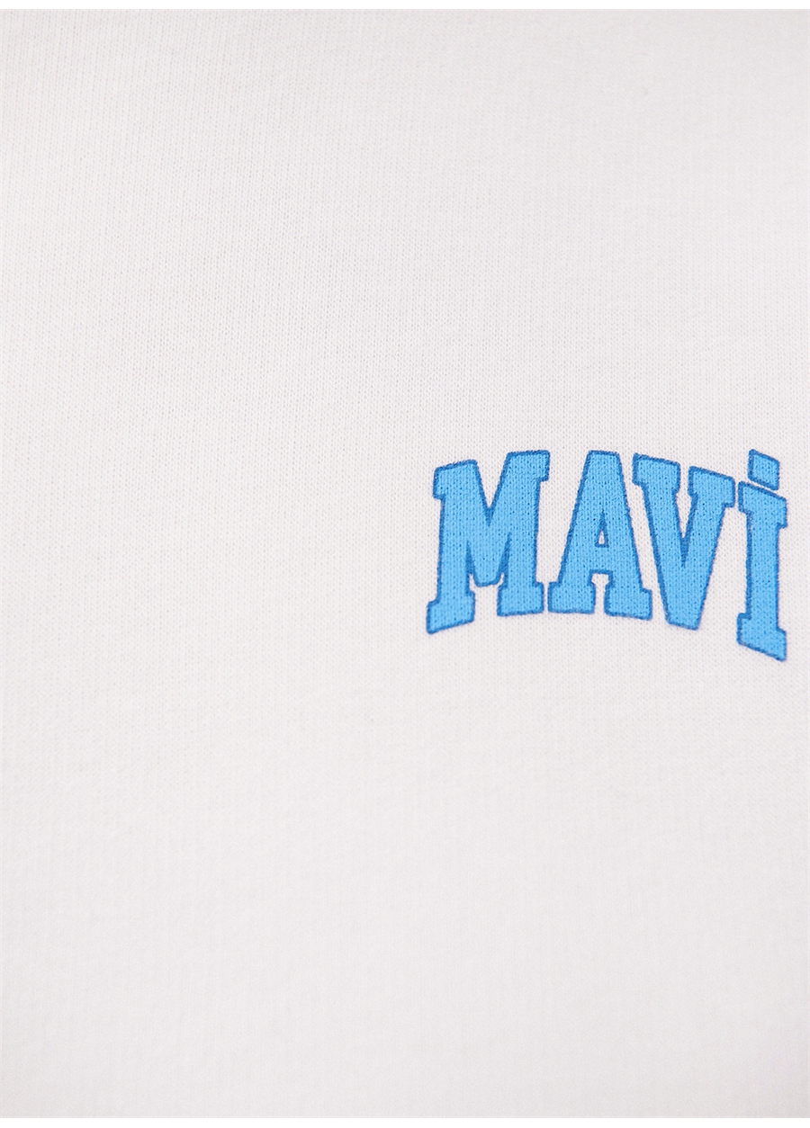 Mavi Yuvarlak Yaka Beyaz Kadın Sweatshırt M1611601-620 LOGO KISA SWEATSHIRT B_5