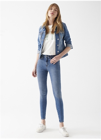 Mavi SERENAY Mid Brushed G Yüksek Bel Dar Paça Super Skinny Koyu Mavi Kadın Denim Pantolon M100980-82194_1