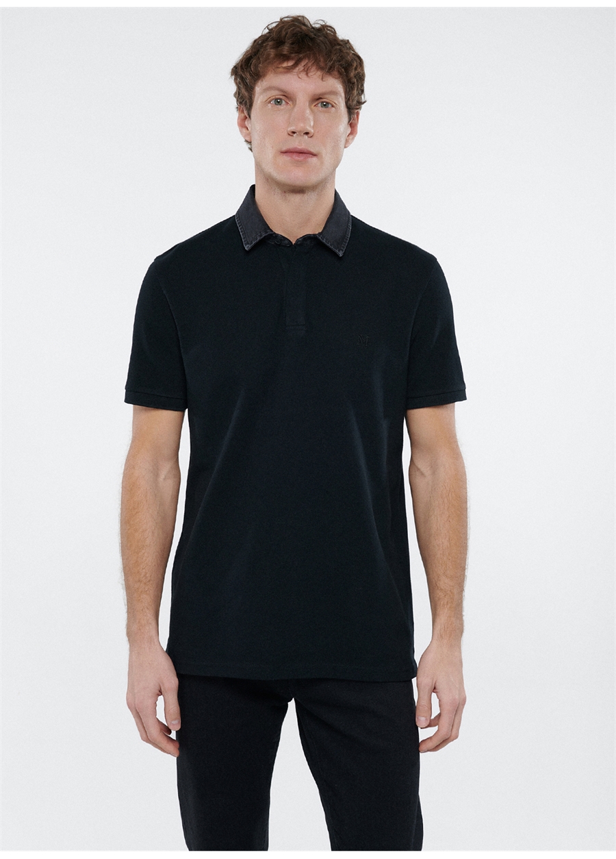 Mavi Düz Siyah Erkek Polo T-Shirt M0610343-900_POLO TİŞÖRT_1