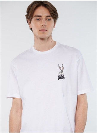 Mavi Bisiklet Yaka Baskılı Beyaz Erkek T-Shirt M0610636-620_BUGS BUNNY BASKILI TİŞ