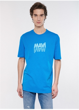 Mavi Bisiklet Yaka Düz Mavi Erkek T-Shirt M0611311-70772_MAVİ LOGO TİŞÖRT_2