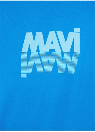 Mavi Bisiklet Yaka Düz Mavi Erkek T-Shirt M0611311-70772_MAVİ LOGO TİŞÖRT_5