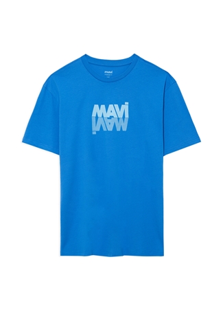 Mavi Bisiklet Yaka Düz Mavi Erkek T-Shirt M0611311-70772_MAVİ LOGO TİŞÖRT_6