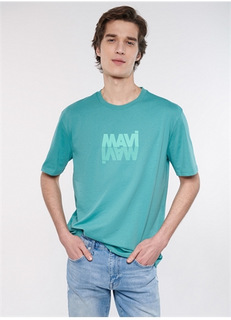 Mavi Bisiklet Yaka Düz Turkuaz Erkek T-Shirt M0611311-71824_MAVİ LOGO TİŞÖRT_0