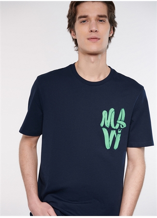 Mavi Bisiklet Yaka Baskılı Lacivert Erkek T-Shirt M0611322-70490_MAVİ BASKILI TİŞÖRT