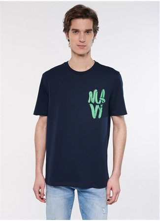 Mavi Bisiklet Yaka Baskılı Lacivert Erkek T-Shirt M0611322-70490_MAVİ BASKILI TİŞÖRT_2