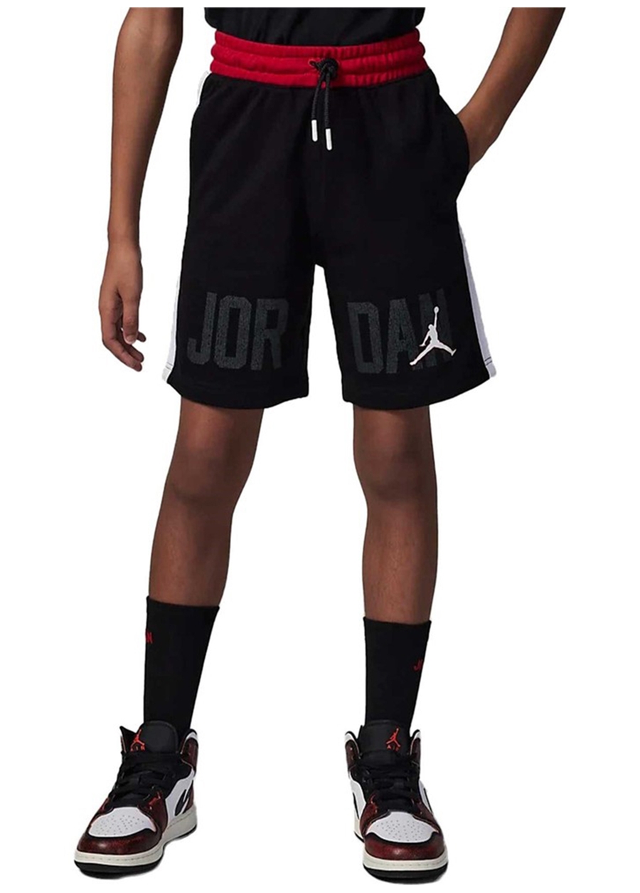 Nike Çocuk Siyah Bağlamalı Baskılı Şort 95C160-023 JDB GYM 23 BLOCKED FT SH