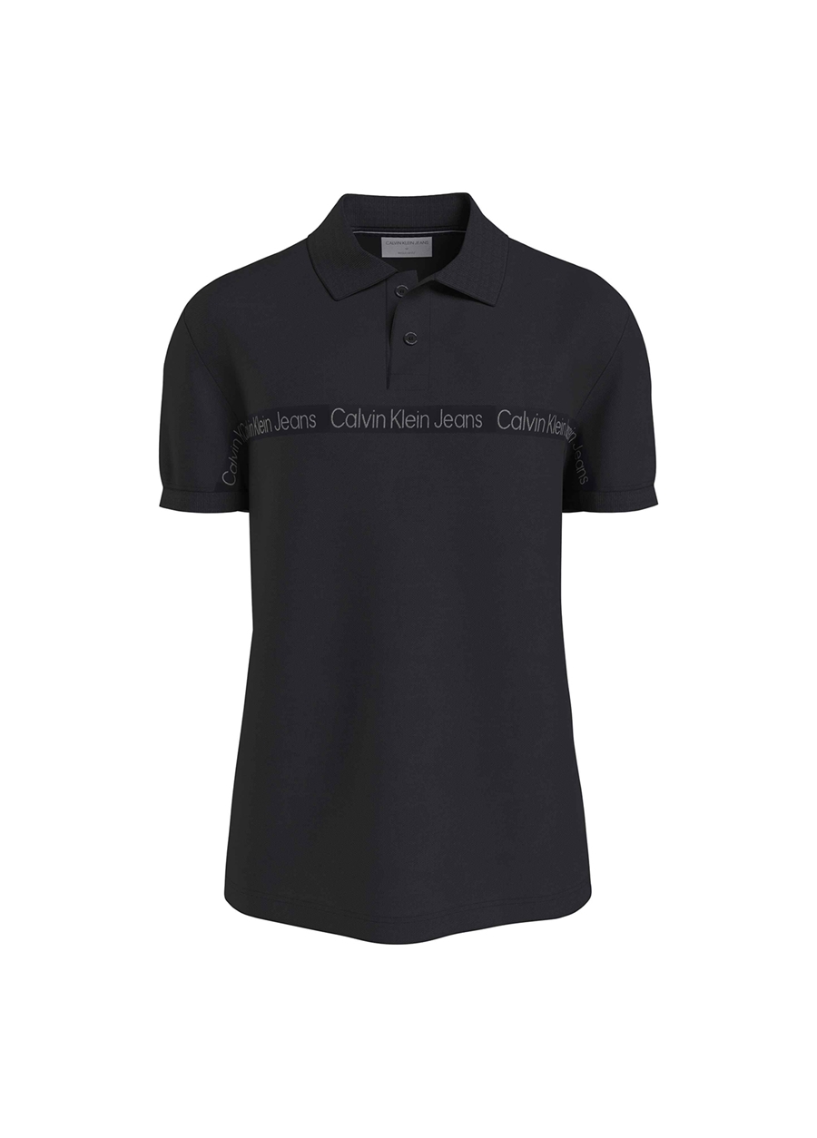 Calvin Klein Jeans Düz Siyah Erkek Polo T-Shirt J30J322856BEH_LOGO TAPE POLO_0