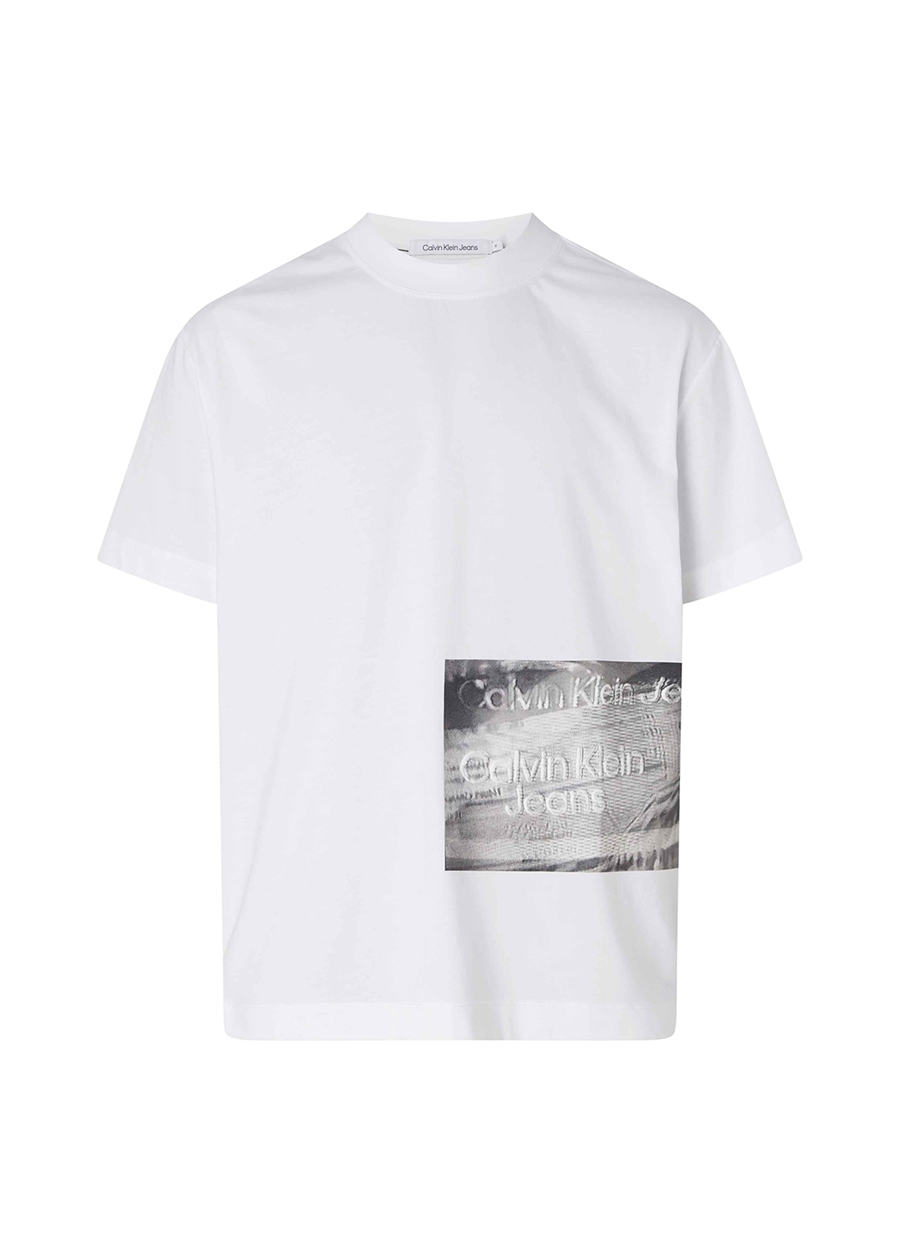 Calvin Klein Jeans Bisiklet Yaka Baskılı Beyaz Erkek T-Shirt J30J323223YAF_MOTION BLUR PHOTOPRIN_1