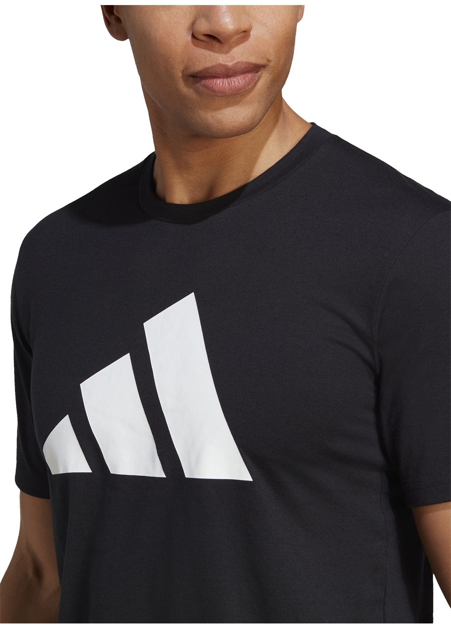 Adidas Bisiklet Yaka Düz Siyah - Beyaz Erkek T-Shirt IB8273 TR-ES FR LOGO T_3