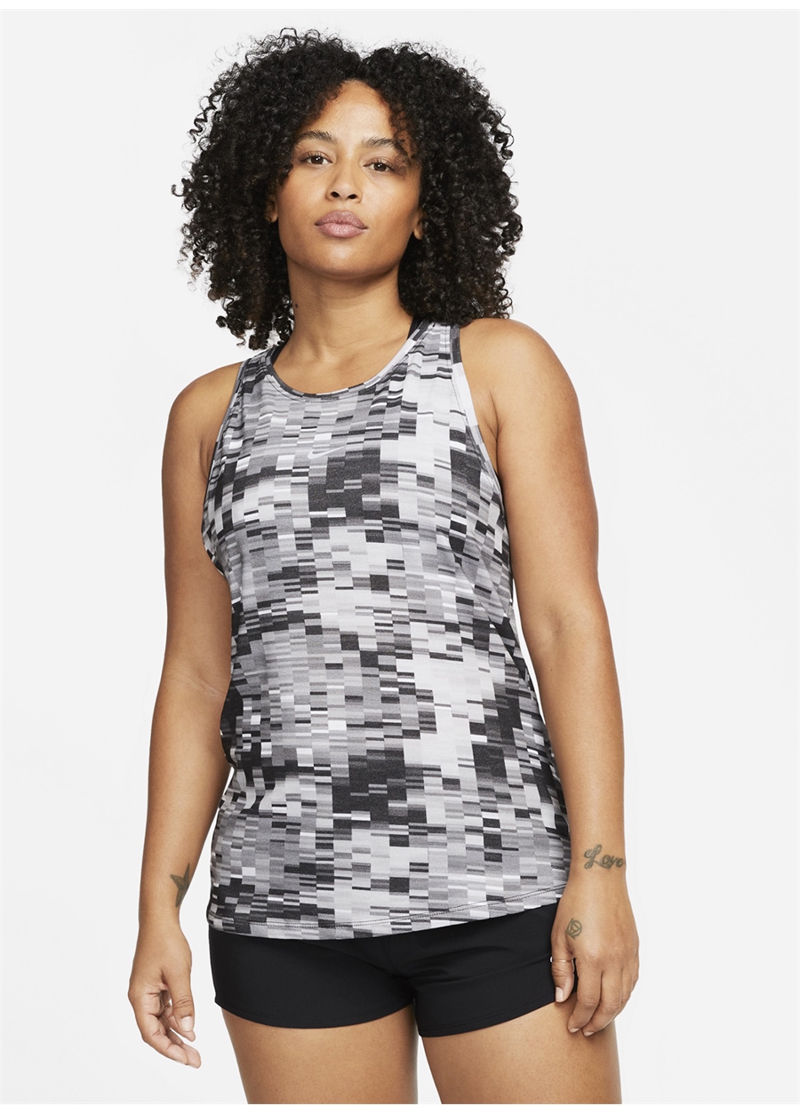 Nike Gri Kadın Bisiklet Yaka Atlet DX7898-010 W NK DF TANK AOP_1