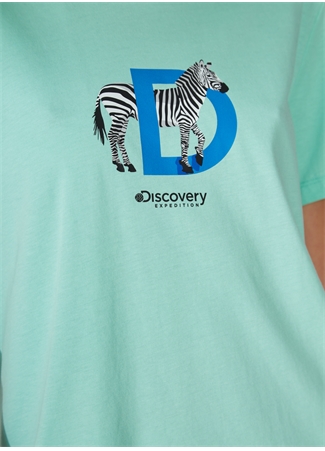 Discovery Expedition Bisiklet Yaka Baskılı Mint Kadın T-Shirt W-MERCAX_3