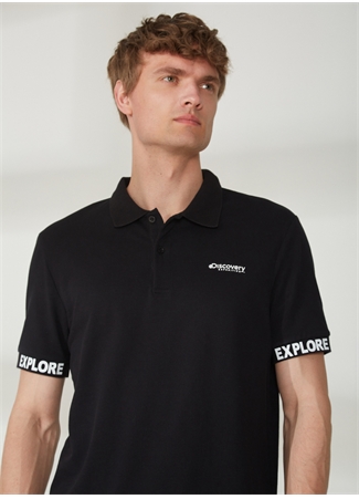 Discovery Expedition Polo Yaka Düz Siyah Erkek T-Shirt DUK_0