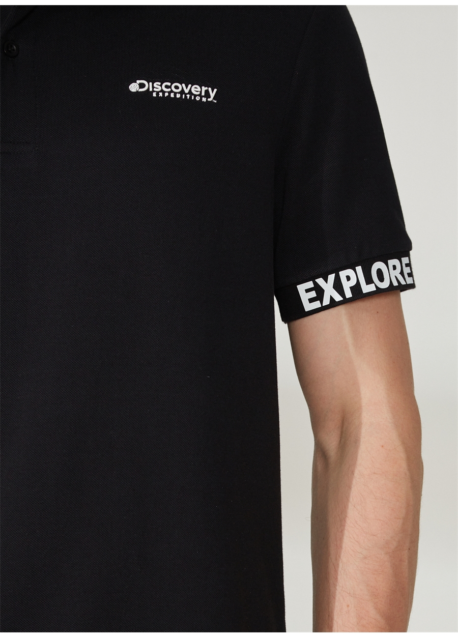 Discovery Expedition Polo Yaka Düz Siyah Erkek T-Shirt DUK_3