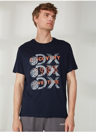 Discovery Expedition Bisiklet Yaka Baskılı Lacivert Erkek T-Shirt ROTAN_0