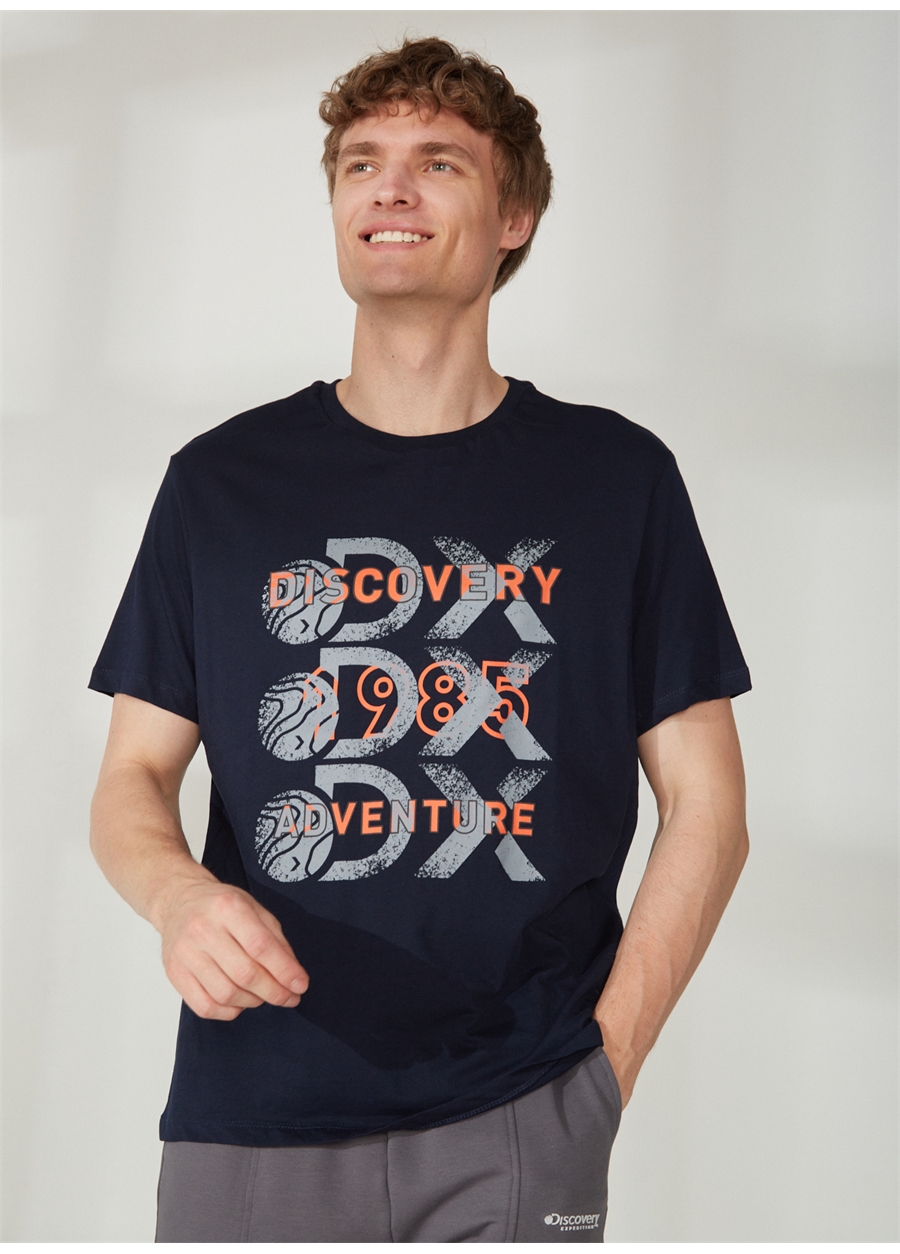 Discovery Expedition Bisiklet Yaka Baskılı Lacivert Erkek T-Shirt ROTAN_2