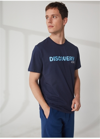 Discovery Expedition Bisiklet Yaka Baskılı Lacivert Erkek T-Shirt HOLDEN_3