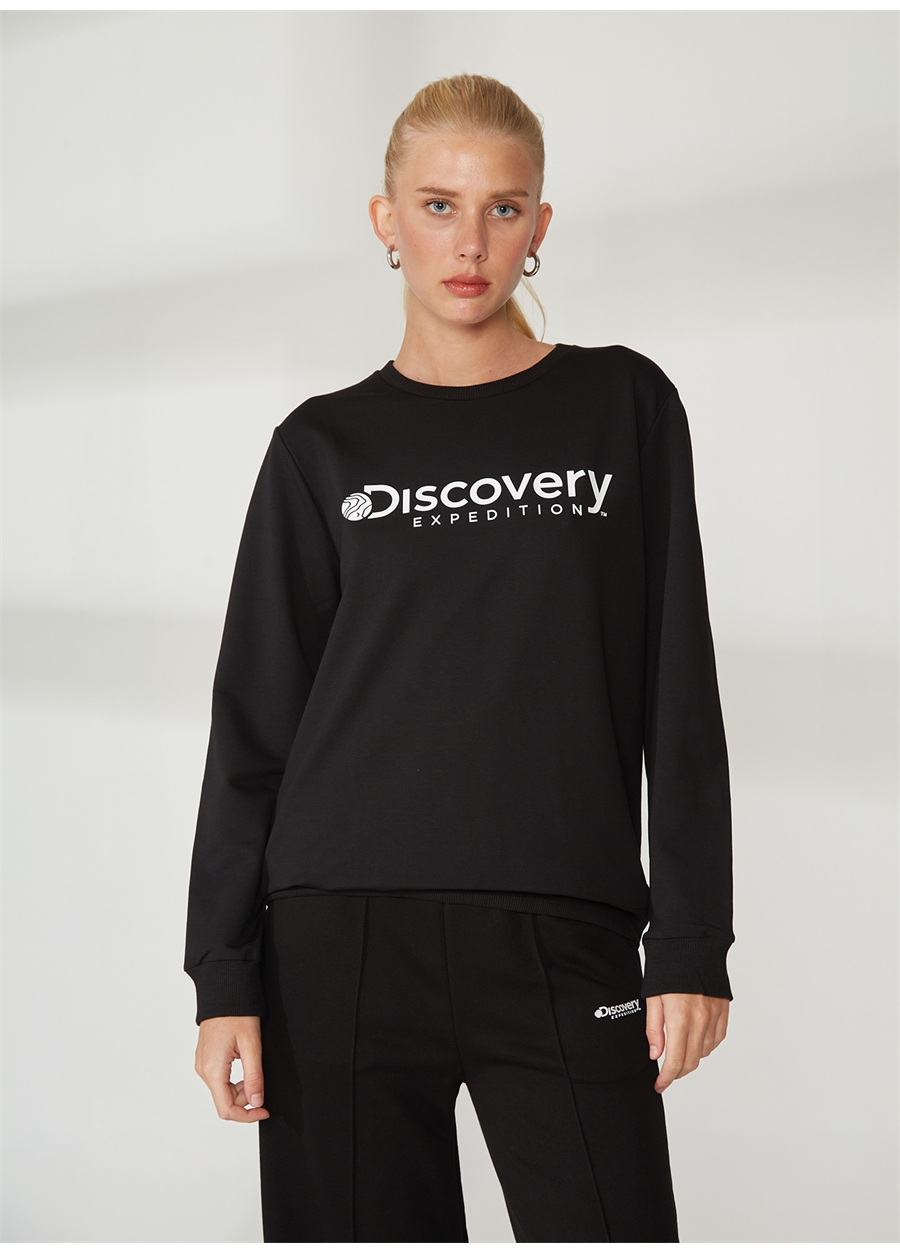 Discovery Expedition Bisiklet Yaka Siyah Kadın Sweatshırt W-ENERGY_3