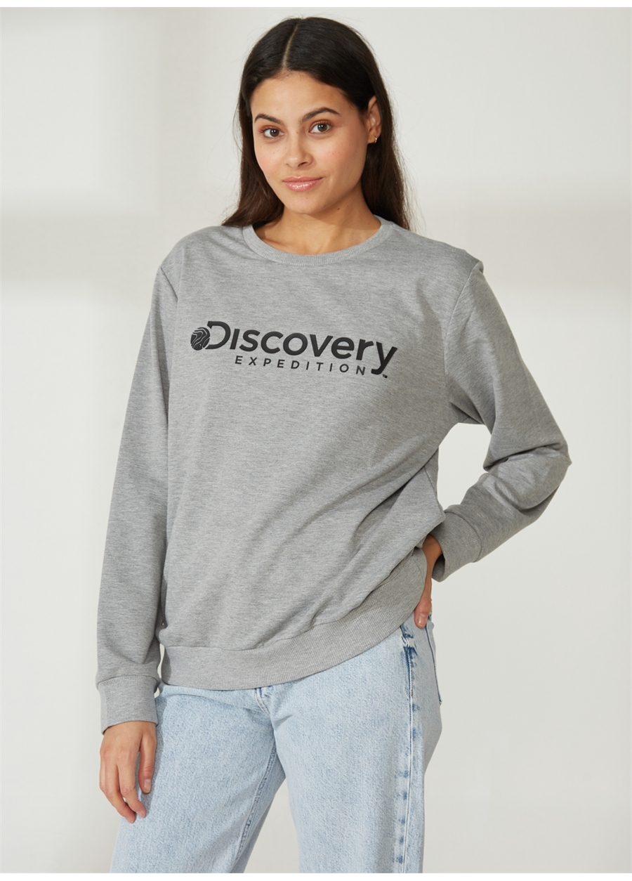 Discovery Expedition Bisiklet Yaka Gri Melanj Kadın Sweatshırt W-ENERGY