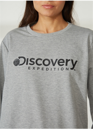 Discovery Expedition Bisiklet Yaka Gri Melanj Kadın Sweatshırt W-ENERGY_3