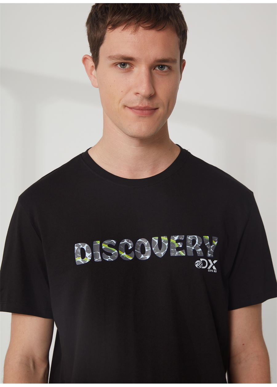 Discovery Expedition Bisiklet Yaka Baskılı Siyah Erkek T-Shirt HOLDEN_2