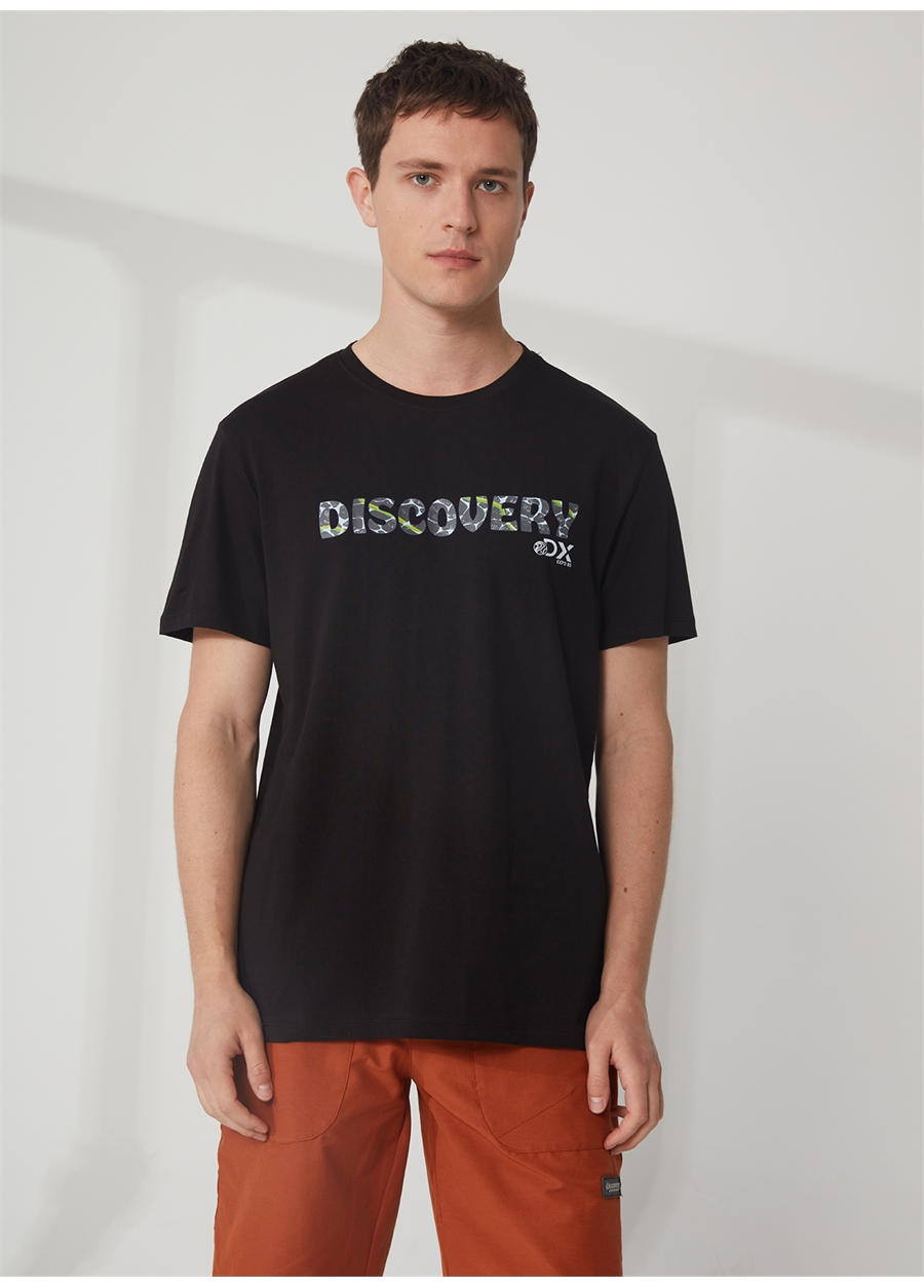 Discovery Expedition Bisiklet Yaka Baskılı Siyah Erkek T-Shirt HOLDEN_3