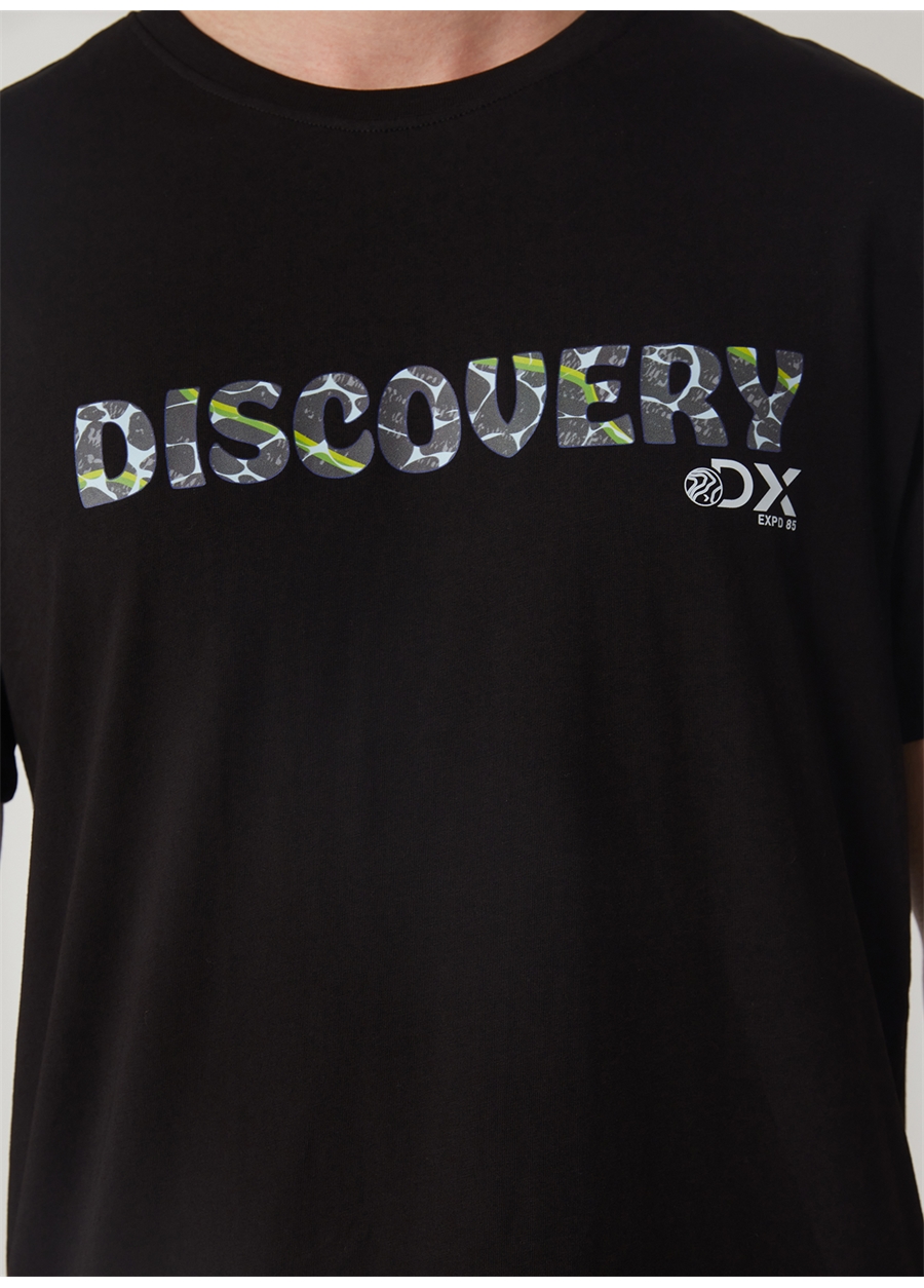 Discovery Expedition Bisiklet Yaka Baskılı Siyah Erkek T-Shirt HOLDEN_5