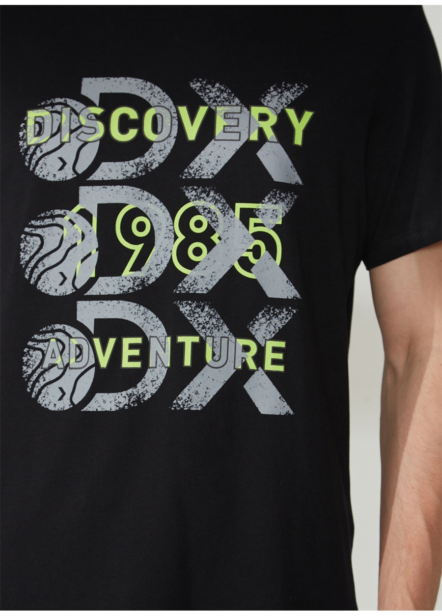 Discovery Expedition Bisiklet Yaka Baskılı Siyah Erkek T-Shirt ROTAN_3