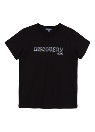 Discovery Expedition Bisiklet Yaka Baskılı Siyah Kadın T-Shirt W-HOLDEN