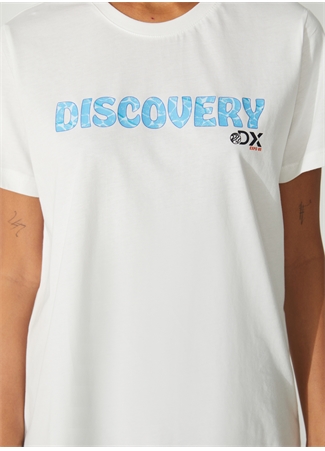 Discovery Expedition Bisiklet Yaka Baskılı Kırık Beyaz Kadın T-Shirt W-HOLDEN_4