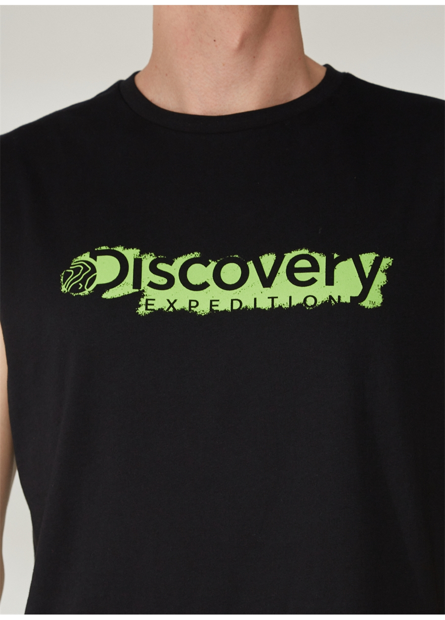 Discovery Expedition Bisiklet Yaka Düz Siyah Erkek T-Shirt YOHO_3