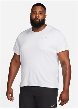 Nike Bisiklet Yaka Düz Beyaz Erkek T-Shirt DV9315-100 M NK DF UV MILER SS_1