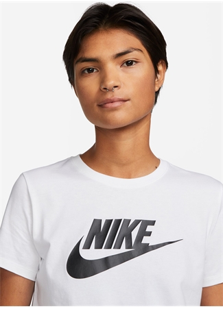 Nike Bisiklet Yaka Düz Beyaz Kadın T-Shirt DX7906-100 W NSW TEE ESSNTL ICN FTR_2