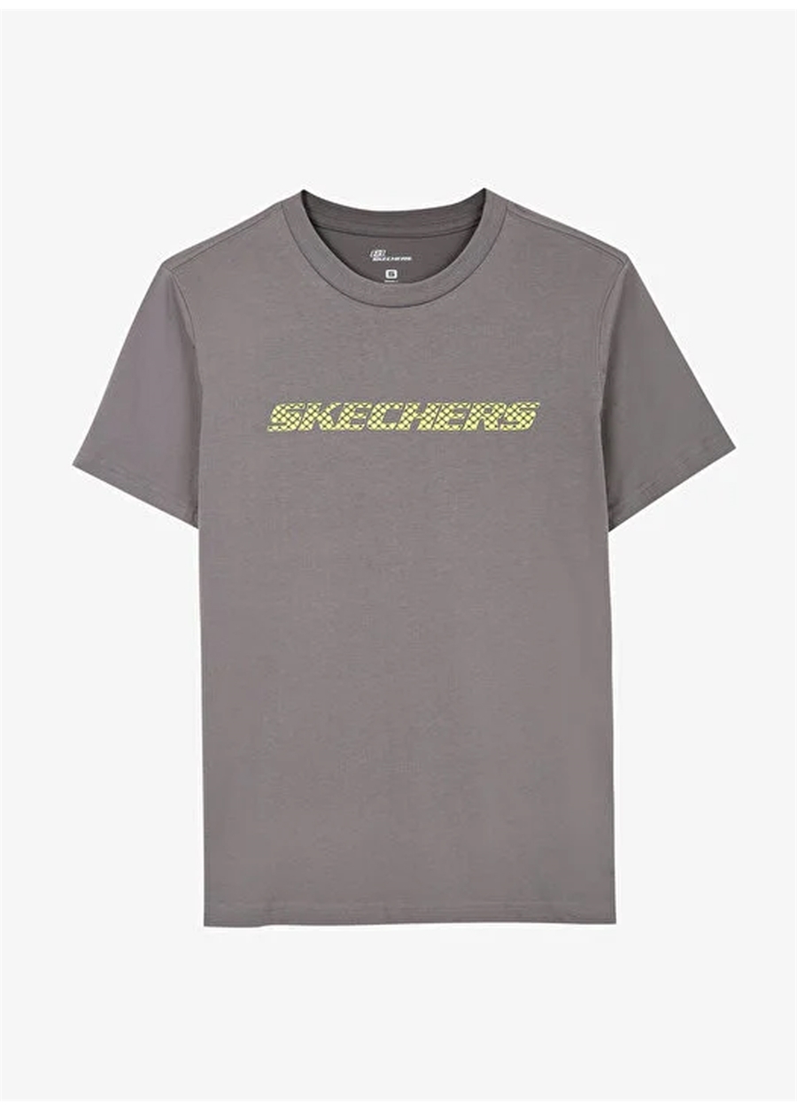 Skechers Yuvarlak Yaka Düz Gri Erkek T-Shirt S212960-003 M Graphic Tee Big Logo