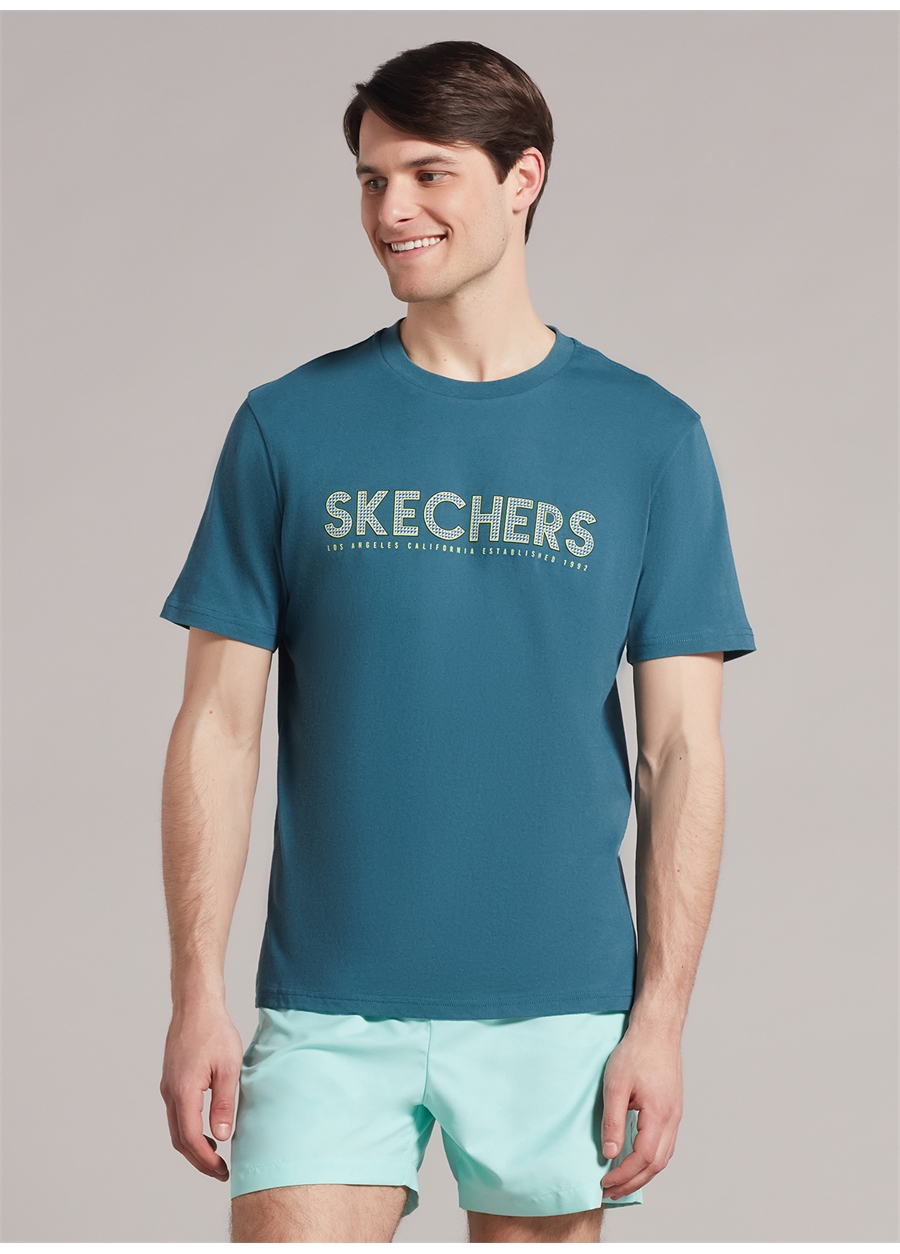Skechers Yuvarlak Yaka Düz Yeşil Erkek T-Shirt S221135-405 M Graphic Tee Big Logo